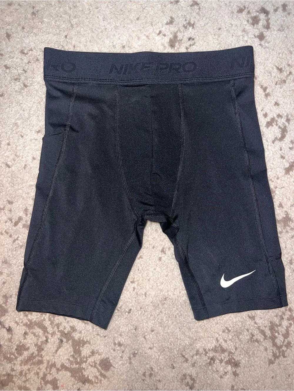 Nike Black Compression Shorts with White Swoosh - Boys Medium